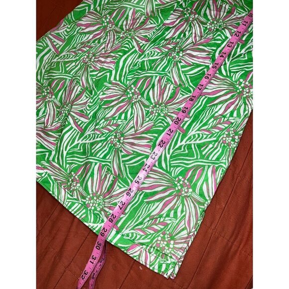 Lilly Pulitzer Floral Tunic Dress XS Green Pink Botanical Print 3/4 Sleeve Light - Picture 6 of 7